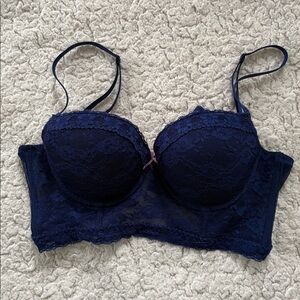 Navy Lace Underwire push-up Bra lingerie top